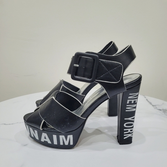 Vintage Shoes - Vintage 90s Black & White Funky Style Heels Shoes US 6.5